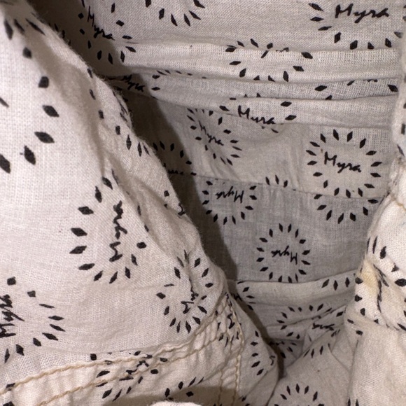 Myra Bag Beige Southwestern Drawstring Tote with Leather Trim - Picture 8 of 11